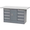 Global Equipment Workbench w/ Laminate Top, 8 Drawers   1 Cabinet, 60"W x 30"D, Gray 239167